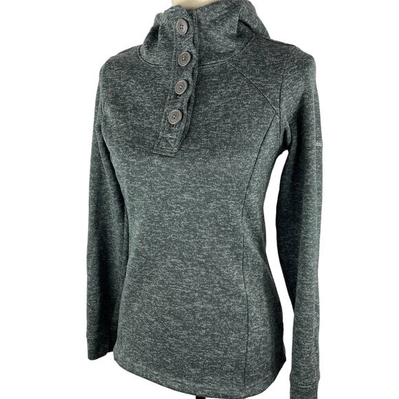 Columbia Button Fleece Sweater Henley Hoodie Pullover Long Sleeve Gray Womens XS - Picture 6 of 13